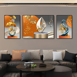 Decorazione per <span class=keywords><strong>Soggiorno</strong></span>, Poster di Lusso su Tela Dorata, Cornice Artistica Moderna, Arte Astratta in Cristallo e Porcellana, Quadro da <span class=keywords><strong>Parete</strong></span> - Product Image 3