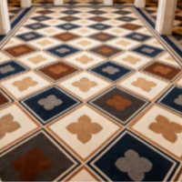 Moquette Mur-à-Mur Géométrique Répétitive Minimaliste Ignifuge en Rouleau Complet pour Couloir d'Hôtel et Salle de Prière