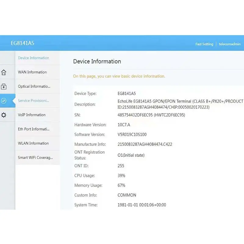 Harga pabrik versi Inggris FTTH serat optik untuk Huawei EG8141A5 GPON WIFI ONU