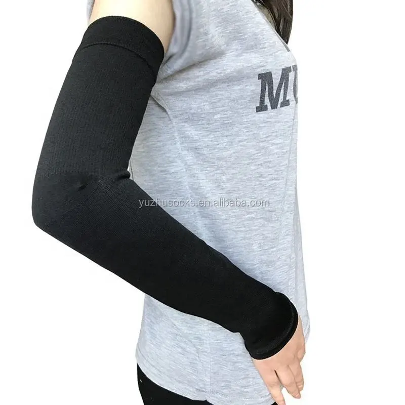 Ustom-Manga de compresión para brazo de ciclismo para mujer, prenda deportiva negra de nailon con protección en V para correr y baloncesto