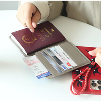 Porte-passeport en cuir véritable pour femme, porte-billets d'avion et porte-cartes d'identité, mode haut de gamme, antivol, en cuir de vachette Encifang