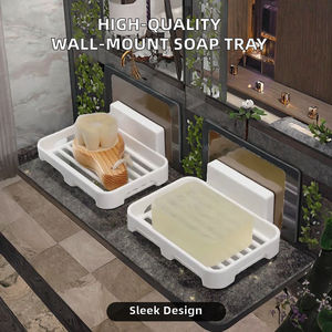 Porte-savon mural en plastique de haute qualité, créatif, jetable, non perforé, 18x12x4cm, style classique moderne simple, égouttoir pour - Product Image 4