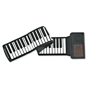Piano gulung 61 tombol, rol Piano portabel elektronik dengan 128 nada unik ditingkatkan silikon tahan air dapat dilipat