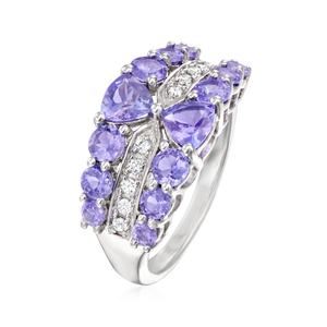 1ct Rectangular Tanzanite Octagon Ring in Sterling <b>Silver</b>- 18K <b>White</b> Gold Plating Over <b>Silver</b> - Product Image 4