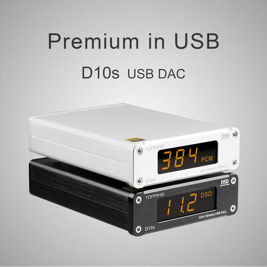 KGUSS Topping D10s Mini USB DAC ES9038Q2M XMOS XU208 PCM384kHz DSD256 Native Audio Versterker Decoder Zwart
