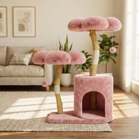 Arbre à chat moderne de luxe, tour pour chat d'intérieur, griffoir en peluche, maison pour chat avec jouet, matériau en sisal, 2 niveaux, carton