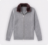 Cardigan en tricot personnalisé en usine avec col en fourrure, mélange laine-acrylique et étiquette de col sur mesure