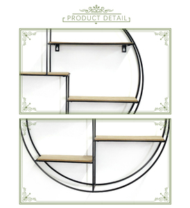 K&B Vente flash Support de pot de fleurs rond en bois noir, <span class=keywords><strong>étagère</strong></span> <span class=keywords><strong>murale</strong></span> flottante suspendue pour la décoration de la maison - Product Image 3