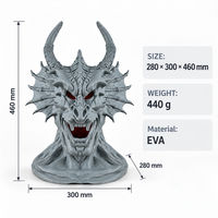 Masque de tête de dragon en EVA 30x28x46cm pour Halloween, accessoire de cosplay, costume de fête, couvre-chef pour spectacle scénique, vente en gros