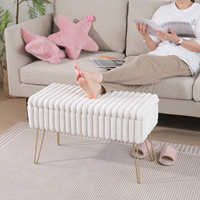 Haute Qualité Moderne Fausse Fourrure Flip Top Banc De Rangement Lit Fin Tabouret Repose-pieds pour Chambre et Salon Entrée