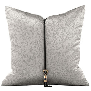 Vente en gros personnalisée 50 ensembles de housses de coussin jacquard pour décoration de luxe d'hôtel, housse de coussin carrée grise avec pompon pour canapé et chambre à coucher - Product Image 2