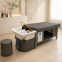 Fauteuil de lavage capillaire japonais avec circulation d'eau, en cuir PU, pour spa capillaire, massage et lavabo intégré, idéal pour salons de coiffure et instituts de beauté