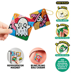 Kit de Manualidades con Láminas Metálicas con Temática de Halloween, Crea Imanes Brillantes para Refrigerador, Juego de Llaveros, Juguete Creativo para Niños, Regalo Festivo - Product Image 1
