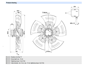 Ventilador axial de CA de 630 mm ebm-papst A4D630-AR01-02, ventilador de refrigeración industrial de alta resistencia para sistemas HVAC y torres de enfriamiento - Product Image 2