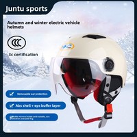 Nouveau casque de moto demi-face certifié 3C, coque ABS, protection auditive chaude pour l'hiver, double visière, casque de sécurité pour vélo électrique, léger