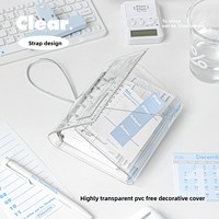 Planwith Carnet Transparent Tri-Pliant Haute Esthétique Style Instagram Portable A7 à Feuillets Mobiles Agenda/Journal/Carnet de Notes Cadeau