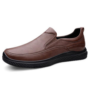 Autumn Breathable Head Toe Men's Leather <b>Shoes</b> Slip-On Wear-resistant Non-slip <b>Soft</b> <b>Sole</b> Business Casual Middle-aged Elderly - Product Image 5