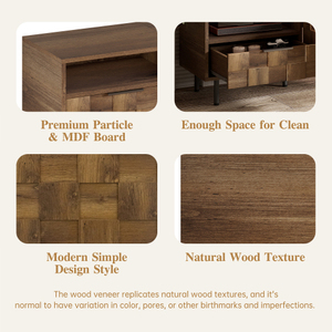 Modern Wood Top TV Stand with 2 Drawers Durable Eco-Friendly Media Console <b>Table</b> for Living Room - Product Image 6