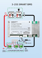Carte BMS intelligente 48V 15S 100A pour batterie LiFePO4, BMS 100A avec application pour pack de batteries au lithium pour rickshaw électrique