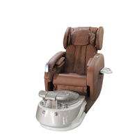 Fauteuil de pédicure et de manucure de luxe couleur marron, avec massage du dos et du corps entier, et bassin de lavage des pieds, vente directe usine