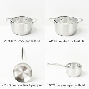 Vente en gros en usine marmite à soupe 3 plis en acier inoxydable casserole <span class=keywords><strong>poêle</strong></span> à frire batterie de cuisine antiadhésive ensemble de casseroles et poêles - Product Image 2