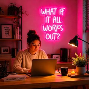Insegna al neon, con scritta 'What if IT All Works Out', insegne al neon per decorazioni murali, decorazioni luminose alimentate tramite USB - Product Image 5