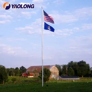 Tiang Bendera Putar Aluminium Besar Otomatis/Tiang Bendera Lipat Elektronik Aluminium 15 Meter