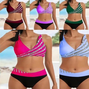 2026 nouveau Design <span class=keywords><strong>taille</strong></span> basse écologique Spandex/Polyester deux pièces femmes Bikini <span class=keywords><strong>maillot</strong></span> <span class=keywords><strong>de</strong></span> <span class=keywords><strong>bain</strong></span> avec cristal en gros Bikini personnalisé - Product Image 4