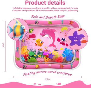 Tapete Inflable de Agua para Bebés, Tapete Sensorial de Juego con Diseño de Mundo Marino Rosa para Recién Nacidos, Bebés y Niños Pequeños - Product Image 3