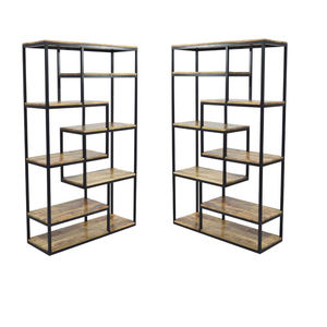 Best Quality Industrial Style <b>Wood</b> and Iron Frame Storage Display <b>Shelf</b> Cabinet Bookcase Top Selling Durable Furniture Workshop - Product Image 4