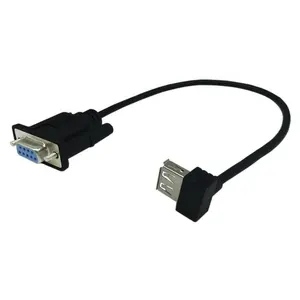 DB9母到90度角USB 2.0母RS232串行电缆