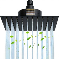 Pommeau de douche mural moderne effet pluie, réduit le chlore et les métaux lourds, carré 8 pouces, noir mat