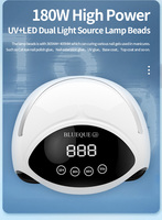 Sèche-ongles UV LED 180W, lumière de durcissement rapide professionnelle, 60 perles de lampe, poignée, machine de beauté pour l'art des ongles pour le gel DIY