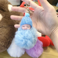 Porte-clés de poupée de sommeil en peluche, mélange de polyester doux, couleurs mélangées, parfait pour les sacs à dos et les cadeaux pour les filles pour Noël, les anniversaires