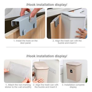 Cubo <span class=keywords><strong>de</strong></span> basura montado en <span class=keywords><strong>la</strong></span> pared, con tapa, para cocina, armario, puerta, coche, reciclaje - Product Image 4