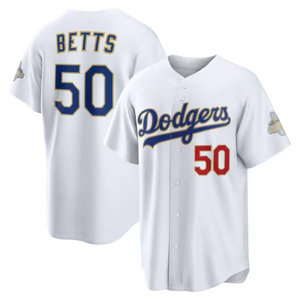 Vente en gros # 17 Ohtani # <span class=keywords><strong>Maillot</strong></span> de football américain pour <span class=keywords><strong>homme</strong></span> 50 Betts, collection Stadium 2026, blanc brodé, édition Los Angeles Or - Product Image 1