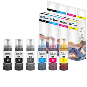 INK-POWER 114 Encre de recharge à base d'eau pour bouteille en vrac compatible Premium pour imprimante <span class=keywords><strong>Epson</strong></span> <span class=keywords><strong>ET</strong></span> <span class=keywords><strong>8550</strong></span> 8500 - Product Image 1