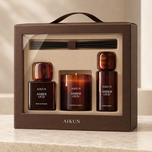 Aikun - Set de Difusor de Aromas en Cubo de Vidrio de 100 ml con Logotipo Impreso, Caja Marrón, Cualquier Aroma, MOQ Bajo, Respuesta Rápida para Tiendas Online - Product Image 1