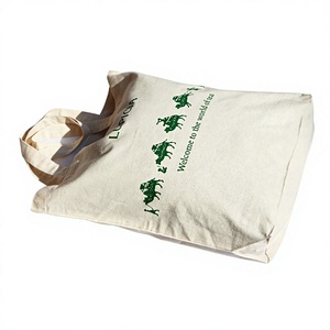 Suministro al por mayor de bolsas de lona de algodón 100% de la mejor calidad Forma rectangular con logotipo personalizado Diseño llamativo Compras de viaje - Product Image 1