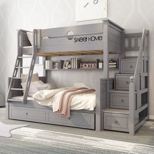 Popular moderno blanco camas para niños de madera cama litera con almacenamiento/escalera - Product Image 4