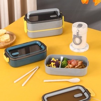 Boîte à lunch Xinyuan écologique en silicone biodégradable, micro-ondable, à double niveau, 2 compartiments, empilable, pour emporter