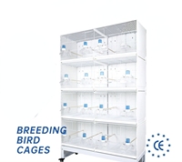Cage à oiseaux KWS améliorée, moderne et grande, avec 4 portes avant, panneau arrière complet, séparateur, cage d'élevage pour perroquets, volière, plateau à graines en plastique