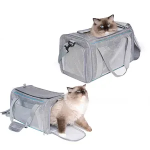 IN STOCK Custom Logo Pet Cat Carrier Bag Airline Approved Small Soft Sided Collapsible Portable Travel Dog Carrier