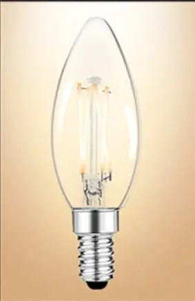 أدى خمر اديسون لمبة الشمعدانات C35/C35L-6W LED مصباح شمعة بفتيلة ، استبدال 60W ، E14 قاعدة ، واضح أبيض دافئ 2700K ، 120V AC