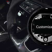 Volant sport multifonction en cuir et fibre de carbone à 3 branches avec éclairage LED défilant pour Audi A3/A4/A5/A6/A7