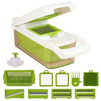 Multifunctionele Hot Selling Abs Plastic Groentechopper 15 1 Uiensnijder Fruit Snijmachine Aardappelen Dunschiller Handleiding