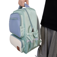 OEM/ODM sortie d'usine filles fermeture éclair étanche protection de la colonne vertébrale menthe vert Oxford école sac à dos étudiant plusieurs poches