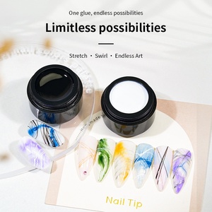 RISYAL Gel de <span class=keywords><strong>dessin</strong></span> pour nail art à effet scintillant fin – Emballage individuel, soie élastique, motif araignée, <span class=keywords><strong>fleur</strong></span>, design transfrontalier, noir, blanc, argent - Product Image 1