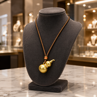TANGPEI 2026 Nouveau Collier Double Gourde Hulu Style Chinois pour Femme, en Alliage Plaqué Or, Cordon Tressé, Porte-Bonheur, Cadeau Tendance et Mode