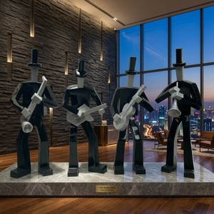 Sculpture de groupe de musique moderne grandeur nature en fibre de verre pour la décoration de centres commerciaux et de clubs - Product Image 2
